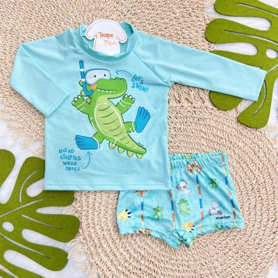 Linha Praia - Blusa Manga Longa com Proteção UV50+ e Sunga - Let's Swin